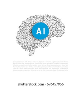 The concept of the development of artificial intelligence, the creation of a learning neural network. The banner which is developing brain computer network