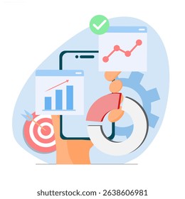 Concept of diagram and graph analysis. Business planning, managing data and finance. Illustration of Data analysis, Infographics and graphs on dashboard.