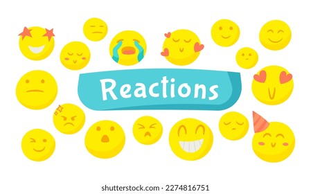 The concept of different emoticons on a white background. 