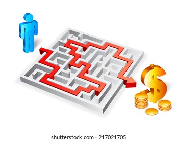 Concept of difficult way to get money.