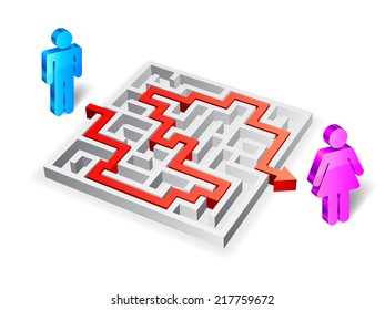 Concept of difficulties in man and woman relationships.