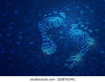 concept of digital footprint, graphic of footprint shape combined with futuristic pattern and digital technology element