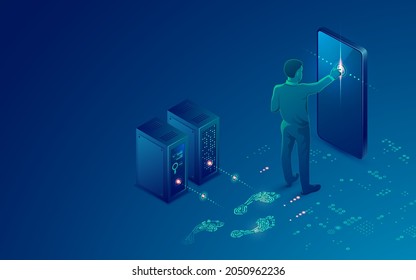 concepto de huella digital, gráfico de forma de huella combinada con patrón futurista y elemento de tecnología digital