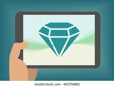 Concept of digital quality assurance with hand holding tablet
