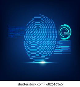 concept of digital security, electronic fingerprint on scanning screen