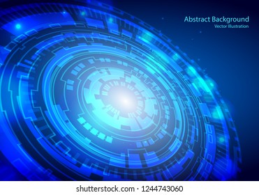 Concept digital technology background. digital Circle on Blue background, vector illustration
