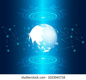 Concept digital technology background. digital connection on Blue globe, vector illustration