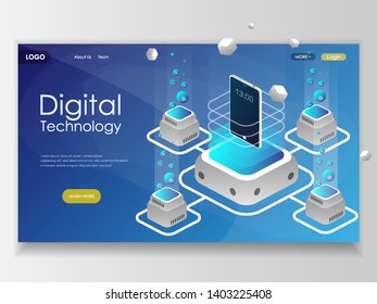 	
Concept of digital technology.Can use for landing page, homepage, banners, web etc. 3d isometric flat design. Vector illustration.