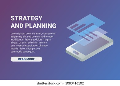 Concept of digital technology. Vector illustration. Isometric banner template.