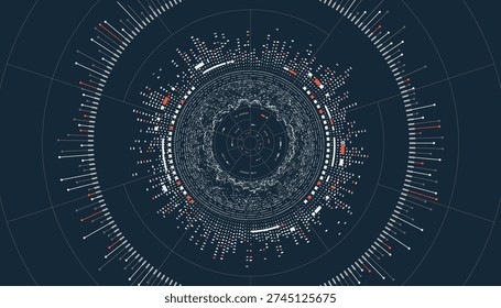 concept of digital transformation or big data, graphic of dotted circle with futuristic element