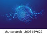 concept of digital transformation or cyberspace technology, graphic of world map globe with futuristic element