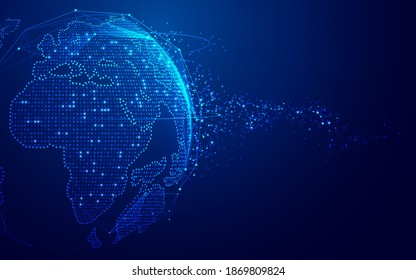 concept of digital transformation or global network technology, graphic of globe with futuristic element
