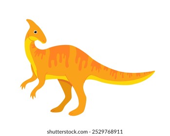 Conceito de dinossauro. Tiranossauro laranja. Animal selvagem pré-histórico. Vida selvagem e fauna. Dino com duas pernas. Elemento gráfico para site. Ilustração de vetor plano isolada no plano de fundo branco