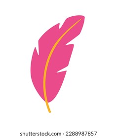 Concept Dinosaurs set feather. The illustration is a flat vector design that showcases the concept of a pink plant branch on a white background. Vector illustration.