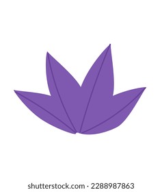 Concept Dinosaurs set plant branch flower. The illustration is a flat vector design that showcases a minimalist concept of a violet plant branch on a white background. Vector illustration.