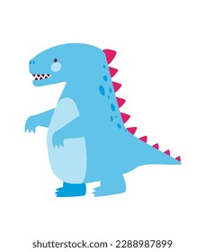 Concept Dinosaurs set. This is a flat vector illustration of cute blue dinosaurs on a white background. The design has a cartoon-like concept with a fun and playful feel. Vector illustration.