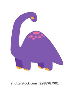 Concept Dinosaurs set. This illustration features cute cartoon dinosaurs in a violet color palette. The design is flat and created using vector graphics. Vector illustration.