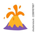 Concept Dinosaurs set volcano. The illustration is a flat vector design that showcases the concept of cartoon dinosaurs volcano on a white background. Vector illustration.