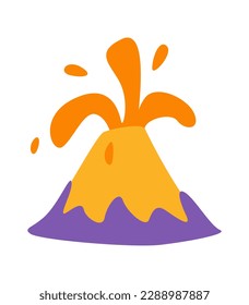 Concept Dinosaurs set volcano. The illustration is a flat vector design that showcases the concept of cartoon dinosaurs volcano on a white background. Vector illustration.