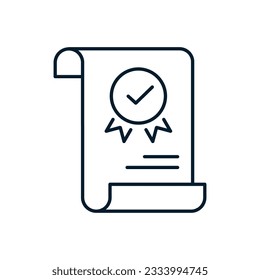 The concept of diploma, award. Resume icon isolated on white background.