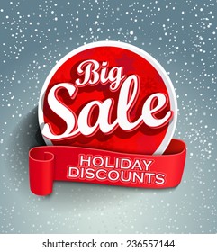 Concept of discount. Sale design on a red christmas background. Eps10. Vector.