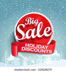 Concept of discount. Sale design on a winter background. Eps10. Vector.