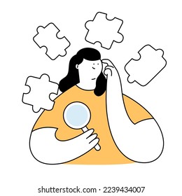 Concept of discovering and recruiting employees. Job hunting in human resources. Thin line doodle vector illustration on white