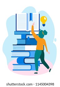 Concept distance learning, education,  business goal, idea,  online courses, education, online books for web page, banner, presentation, social media. Vector illustration, library.