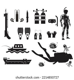 concept of diving set of icon vector illustration design