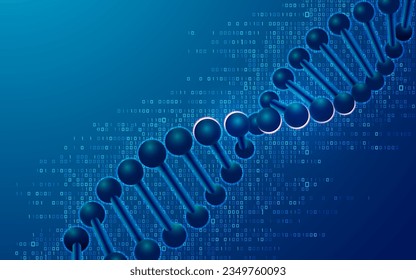 concepto de almacenamiento de datos de ADN o biología sintética, gráfico de helix genética con elemento binario