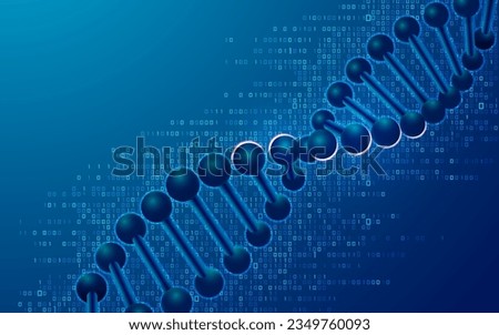 concept of DNA data storage or synthetic biology, graphic of genetic helix with binary element