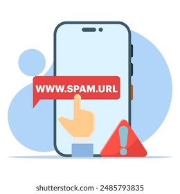 Concept Klicken nicht über Spam-URLs, verdächtige und gefährliche Hyperlinks. moderne grafische Elemente für Zielseite, leere Zustandsbenutzeroberfläche, Infografiken, Symbole. Flache Design-Vektorillustration.