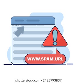 Concepto Concepto no Hacer clic en URL de spam, hipervínculos sospechosos y peligrosos. Elementos gráficos modernos para landing page, ui de estado en blanco, infografías, iconos. Ilustración vectorial de diseño plano.