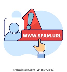 concept Concept do not click on spam URLs, suspicious and dangerous hyperlinks. modern graphic elements for landing page, blank state ui, infographics, icons. flat design vector illustration.