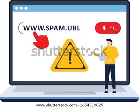 concept Concept do not click on spam URLs, suspicious and dangerous hyperlinks. modern graphic elements for landing page, blank state ui, infographics, icons. flat design vector illustration.

