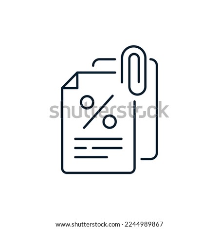 The concept of documents for registration of credit, interest rate. Vector icon isolated on white background.