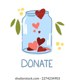 The concept of donation jar concept. Fundraising. Donate help.