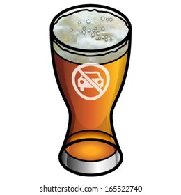 Concept: Don't Drink And Drive. Responsible Drinking. No Driving Icon On A Glass Of Beer.