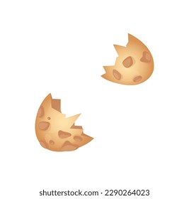 Concept Dragon egg. This illustration features a broken dragon egg on a white background, designed in a flat vector style with a cartoon concept. Vector illustration.