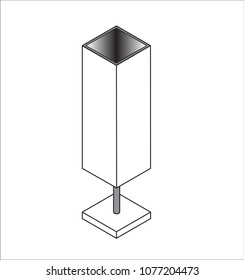 Concept. Draw a lamp. lamp outline. Front, side, isometric.
