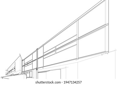 dibujo de concepto de la arquitectura ilustración 3d
