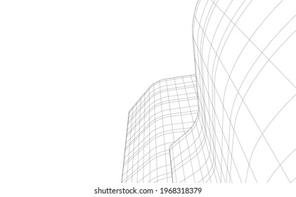 Concept drawing of modern architecture vector 3d illustration