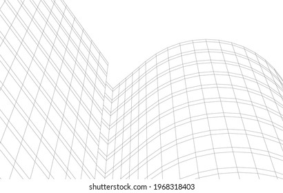 Concept drawing of modern architecture vector 3d illustration