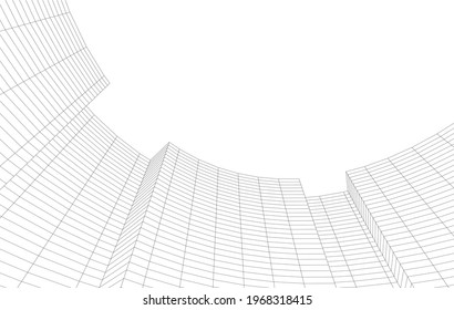 Concept drawing of modern architecture vector 3d illustration