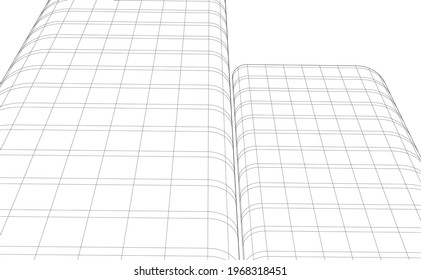 Concept drawing of modern architecture vector 3d illustration