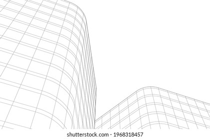 Concept drawing of modern architecture vector 3d illustration
