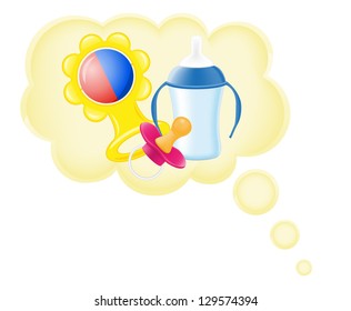 concept of dream a baby in cloud vector illustration isolated on white background