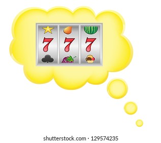 concept of dream a casino jackpot in cloud vector illustration isolated on white background