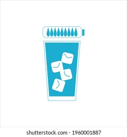 Concept drink more water glass. Flat vector illustration with glass of water