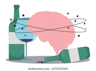 concept of drunkenness, Addiction, health problem, bad habit concept.